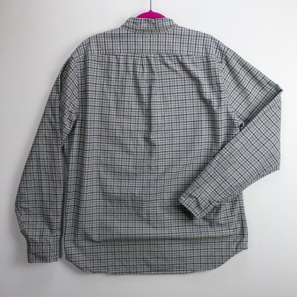 J.Crew Pima Cotton Oxford Shirt Men’s XL Tall Classic Fit Gray Navy Grid Check - Picture 9 of 12